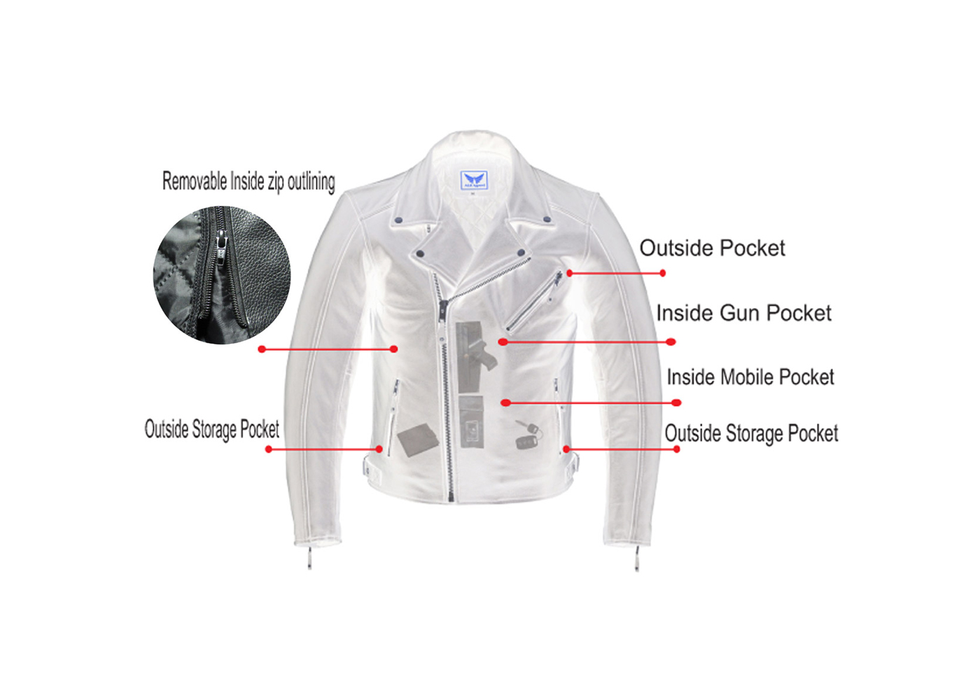White Zip Off Sleeve Moto Jacket